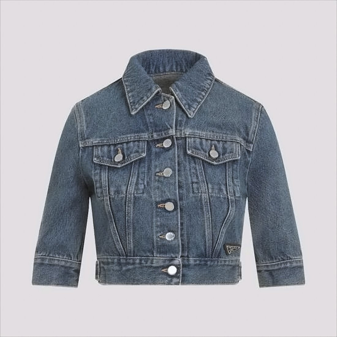 Prada Cropped Denim Jacket With Classic Collar