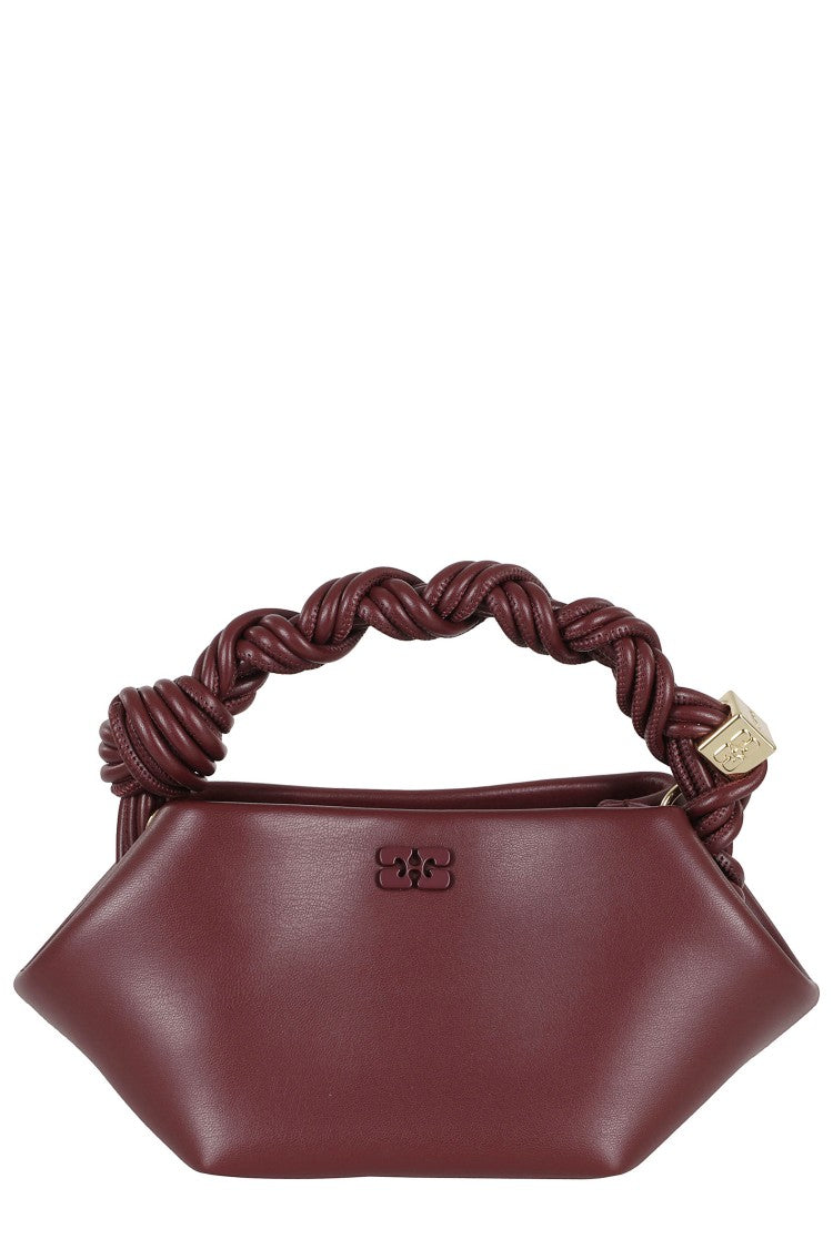 Ganni Bordeaux Bou Mini Gold Studs Recycled Leather Handbag
