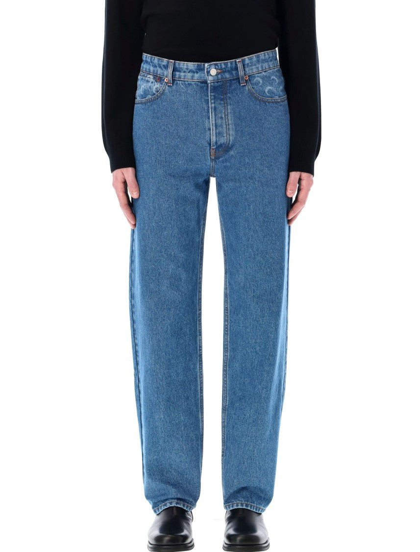Marine Serre Medium Blue Straight Leg Jeans