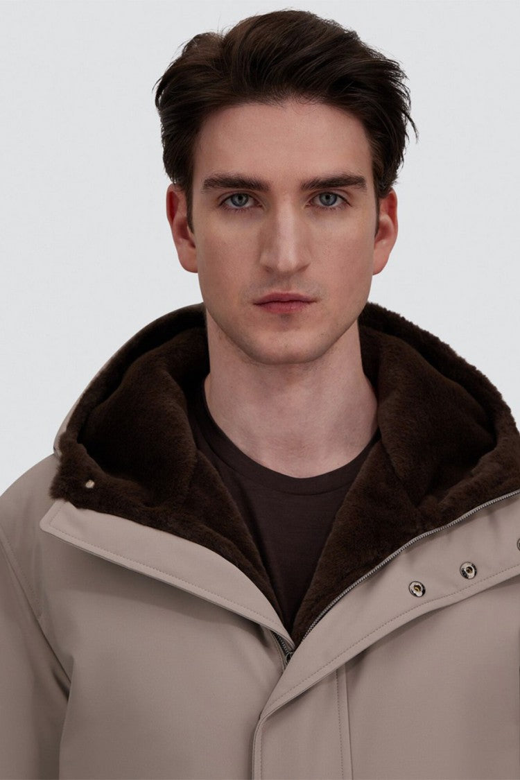 Herno Grey Polyester Hooded Parka Coat
