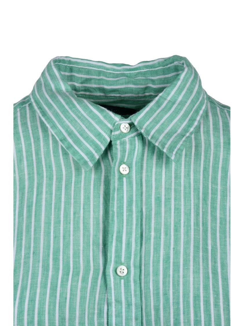 Polo Ralph Lauren Linen Shirt Oversize Green/White