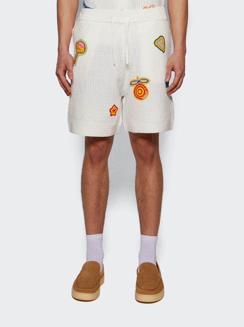 Casablanca Crochet Shorts With Patches White