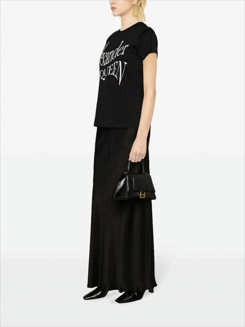 Alexander Mcqueen Black Cotton T-Shirt With Distorted Logo Design