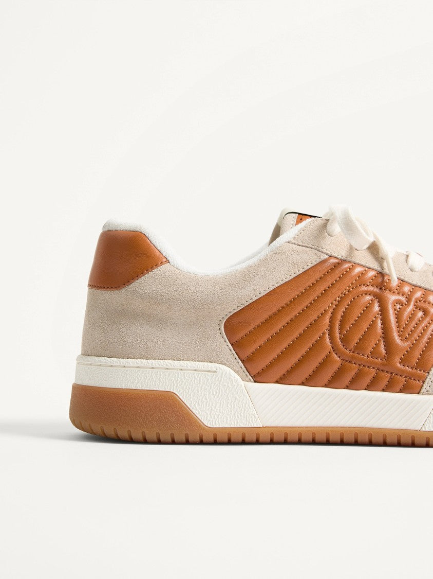 Valentino Tan Sneakers Low-Top Smooth Leather Sneakers