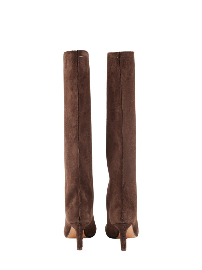 Mm6 By Maison Margiela Anatomic Kitten Heel Suede Boots