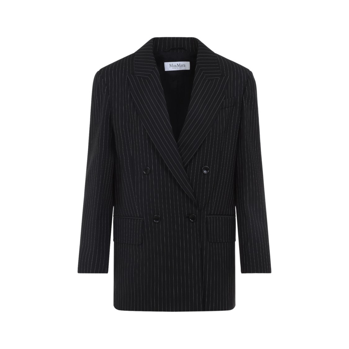 Max Mara Double-Breasted Wool Jacket With Pinstripe Design
