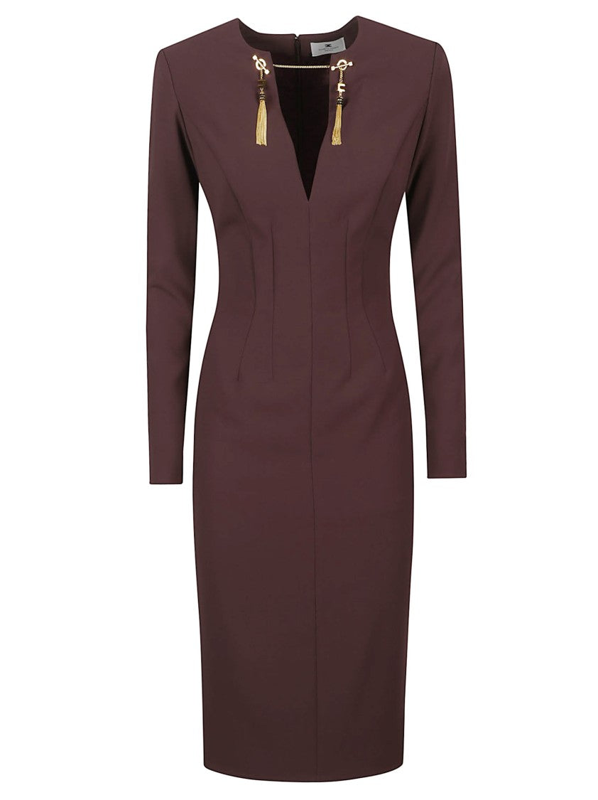 Elisabetta Franchi Stretch Polyester Midi Dress