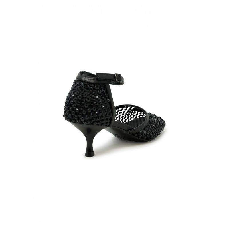 Elena Iachi R15 Black Leather/Glitter Sandals