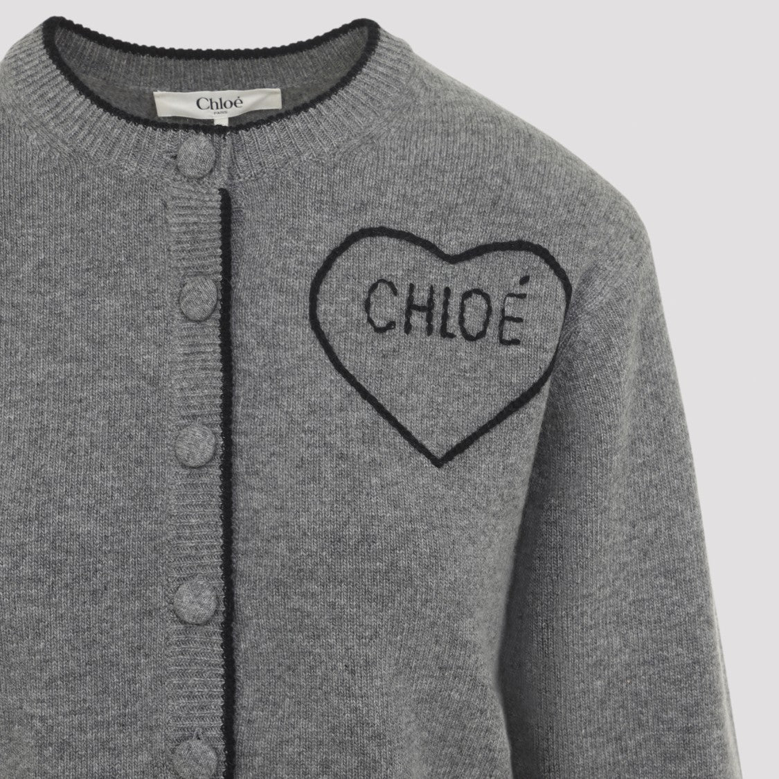 Chloé Cashmere And Wool Blend Cardigan With Embroidered Logo