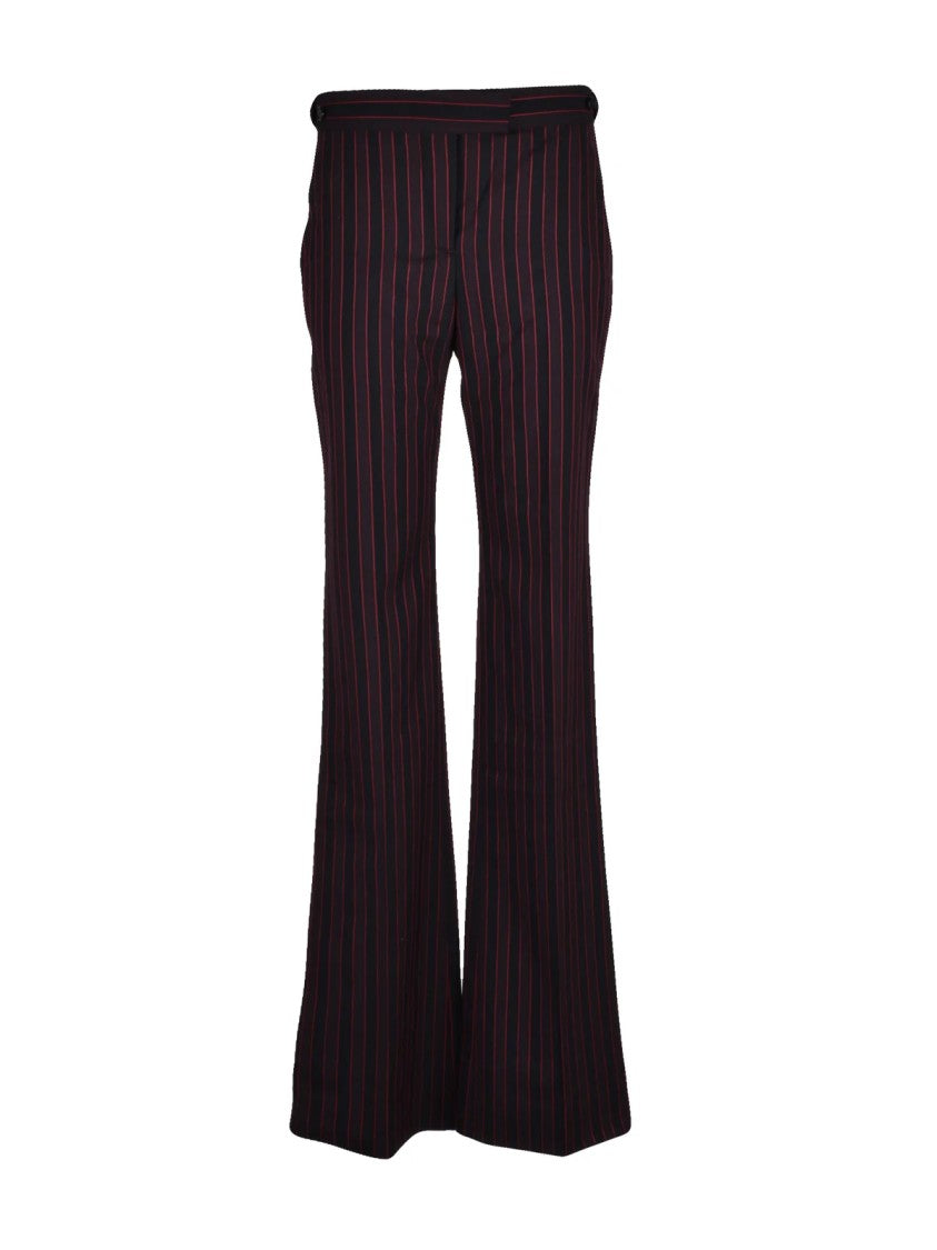 Alexander Mcqueen Black/Red Pinstripe Straight-Leg Wool Pants