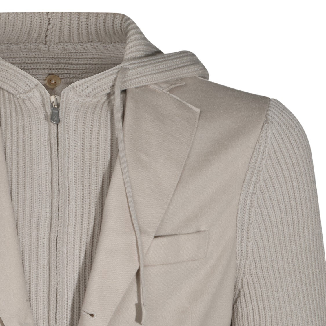 Eleventy Structured Knitted Hooded Hybrid Blazer