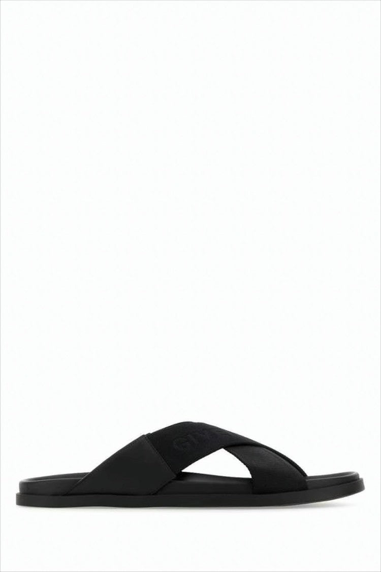 Givenchy Matte Black Mule Slipper With Crisscross Straps