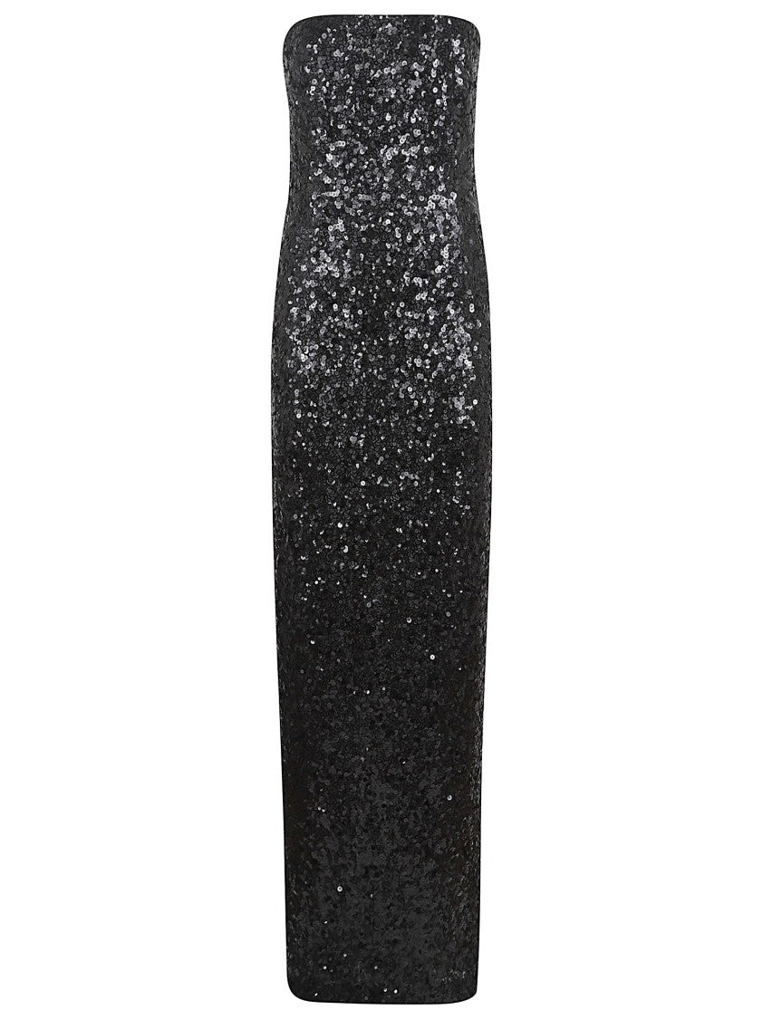 Pinko Strapless Floor-Length Sequined Dress