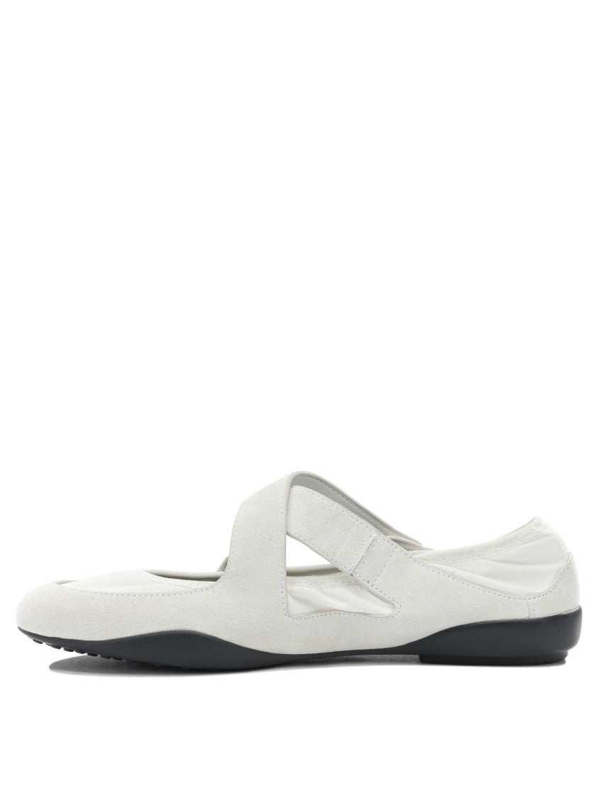Tory Burch White Mary Jane Ballerinas With Soft Suede Upper