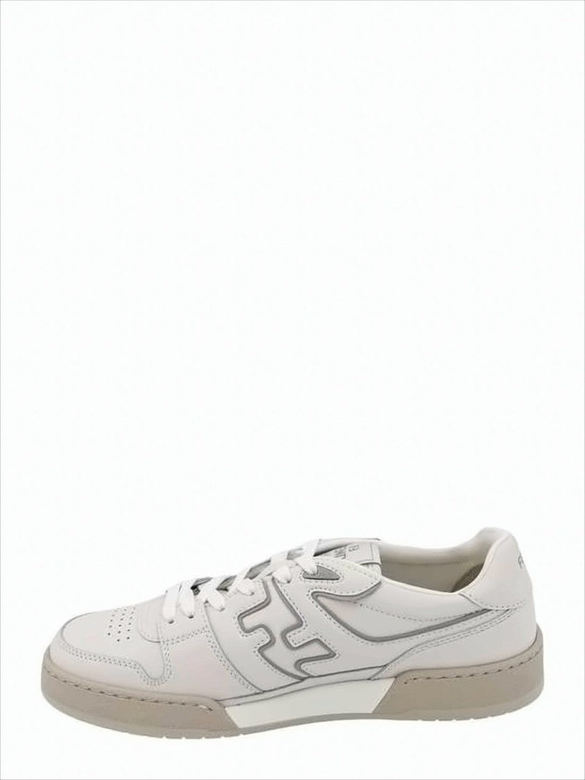 Fendi Calf Leather Low-Top Sneakers With Embossed Logo
