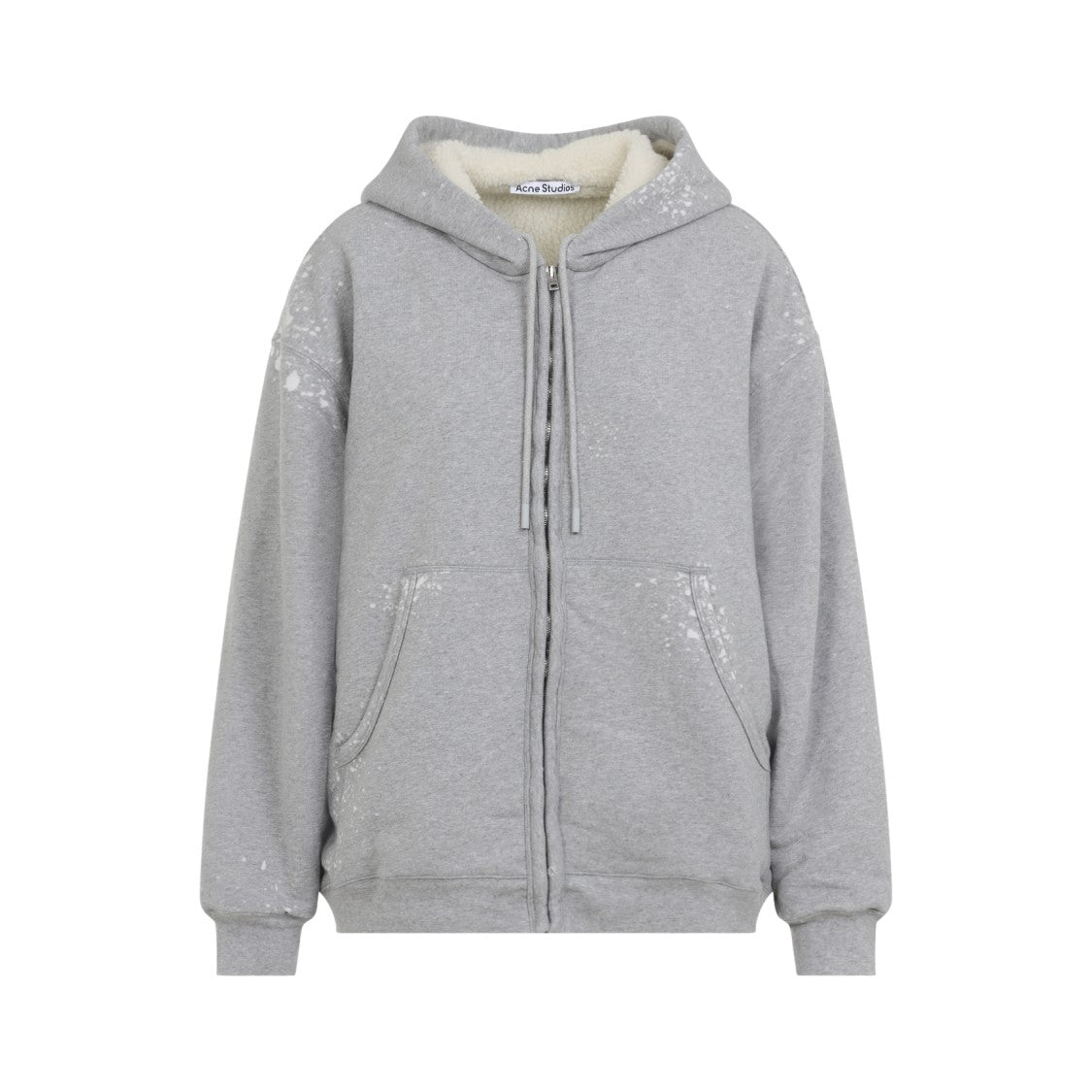 Acne Studios Zip-Up Hoodie With Plush Lining And Subtle Splatter Detail