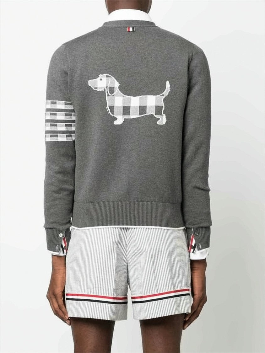 Thom Browne Classic V-Neck Cardigan With Dachshund Graphic