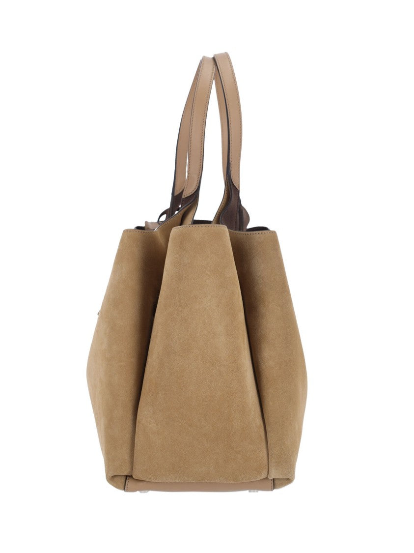 Tod's Medium Suede Tote Bag With Removable Charm
