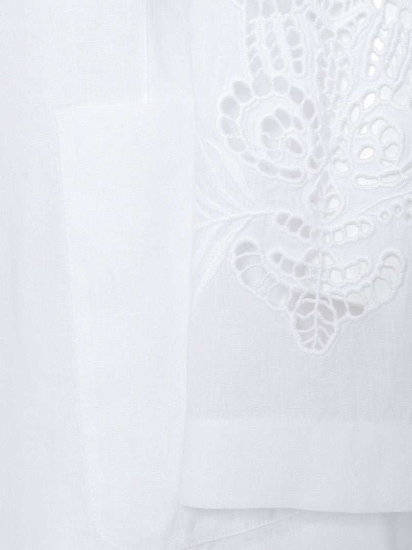 Max Mara Tailored Flaxlinen Jacket With Embroidered Sleeves