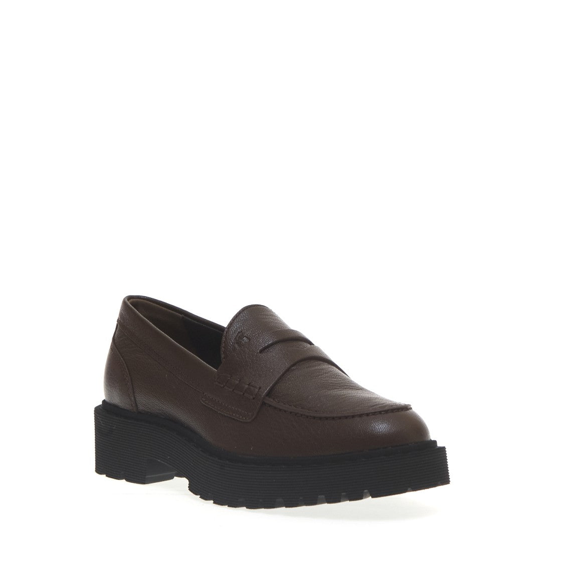 Hogan Brown Leather Route Bottom Moccasin