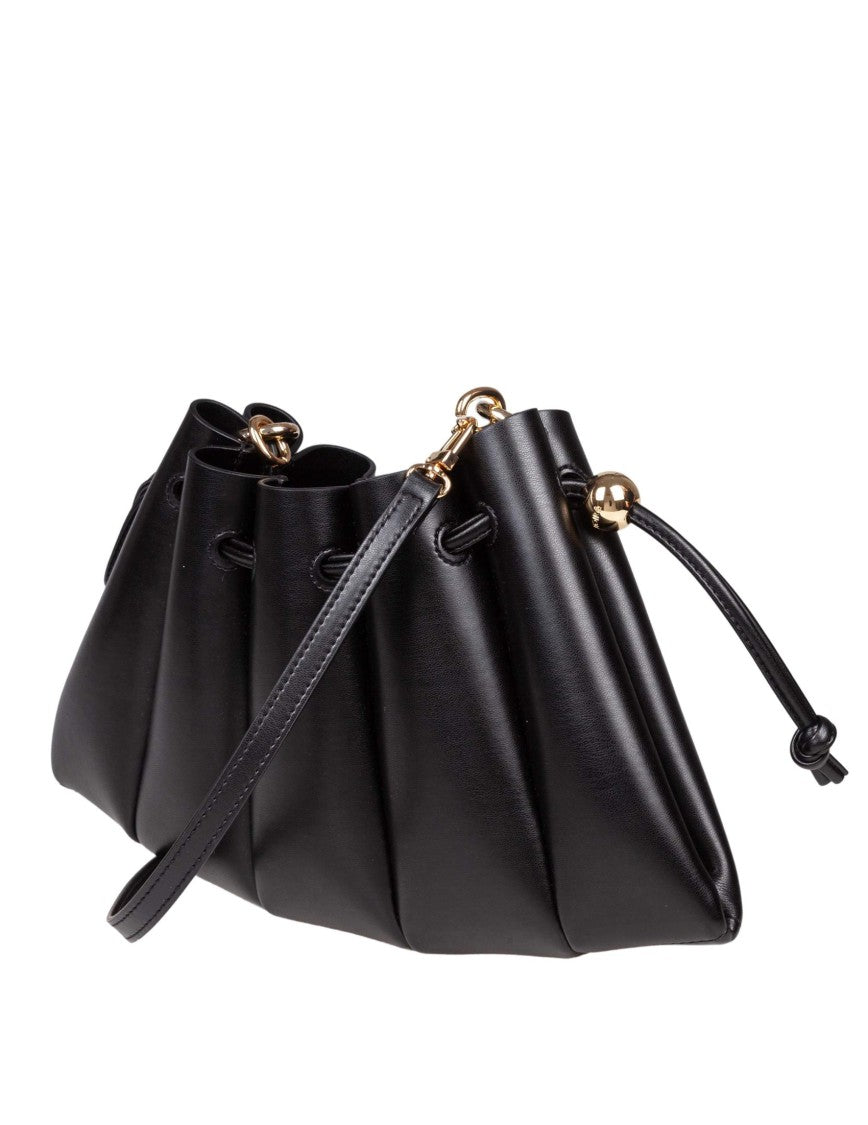 Themoirè Accordion-Design Vegan Leather Bag With Lace Closure And Gold Hardware