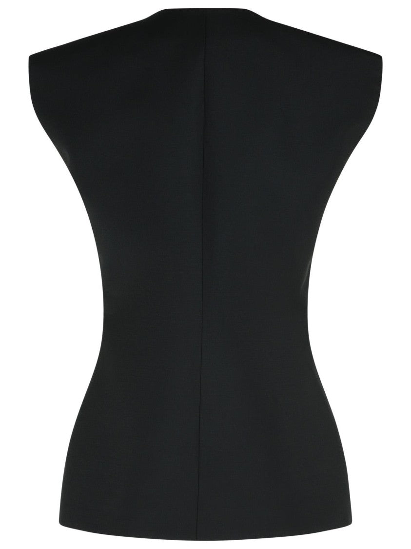 Róhe Sleeveless Blouse In Black Virgin Wool Blend