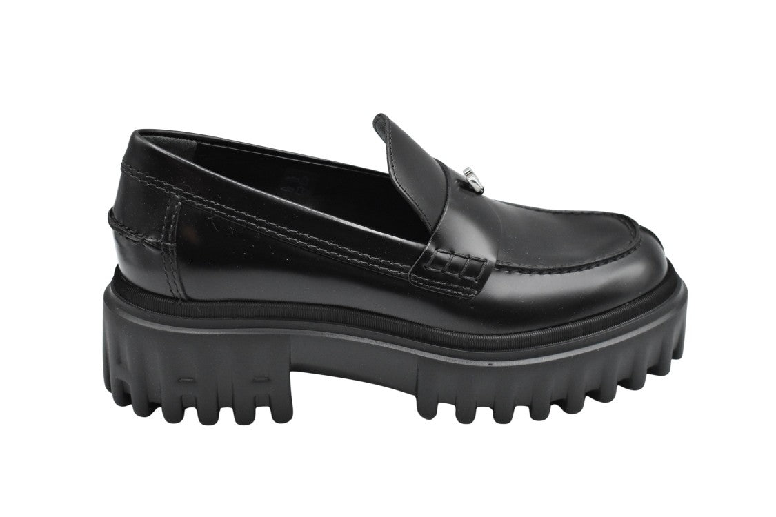 Hogan Black Leather Low-Top Loafers