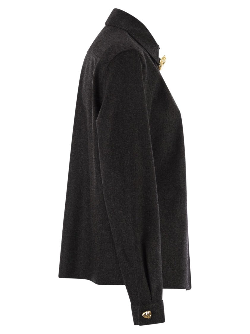 Fabiana Filippi Virgin Wool Shirt With Houndstooth Detail