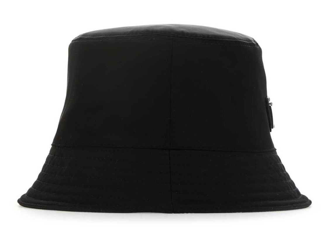 Prada Smooth Nylon Bucket Hat With Triangular Logo Patch