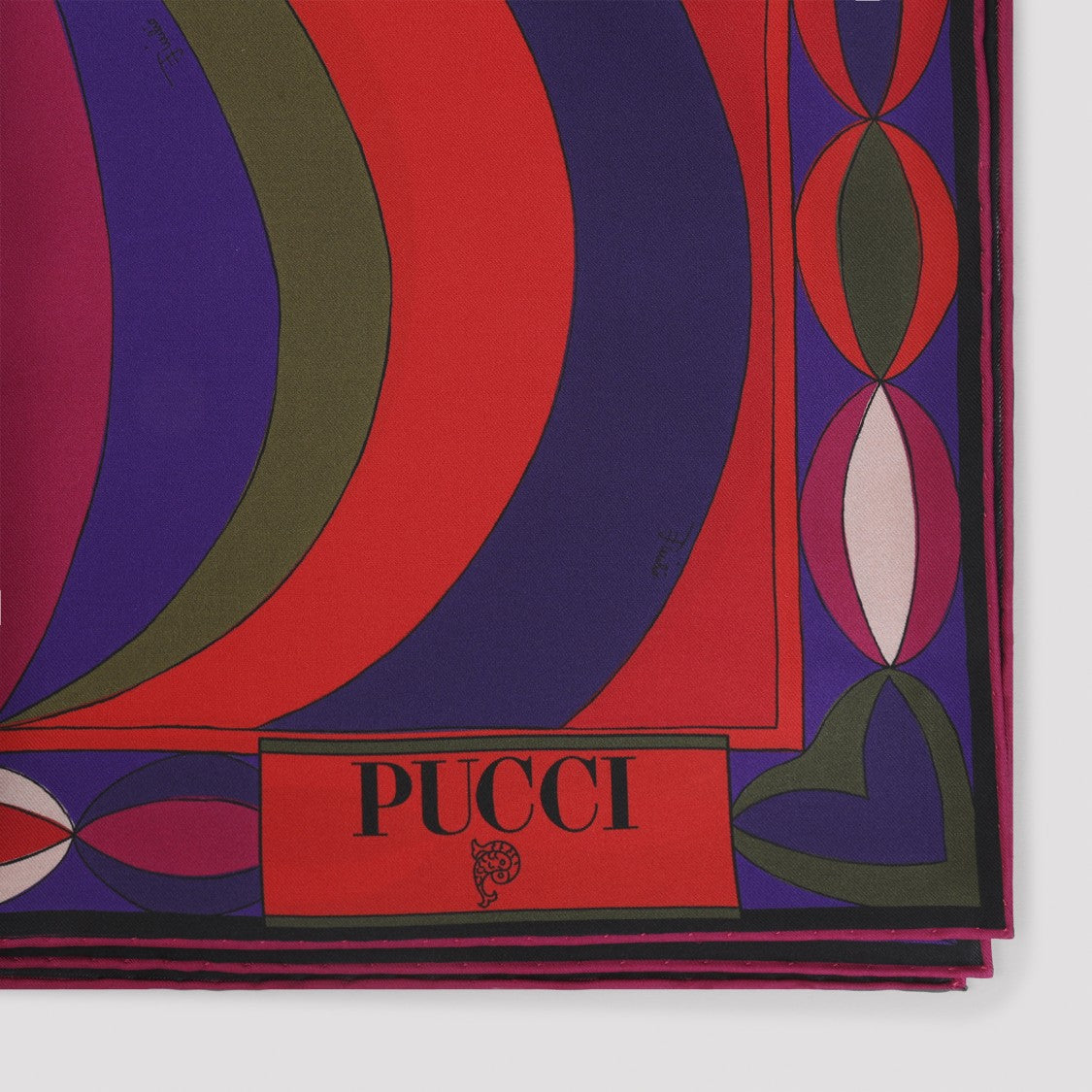 Pucci Geometric Silk Scarf With Vibrant Color Palette And Logo Detail