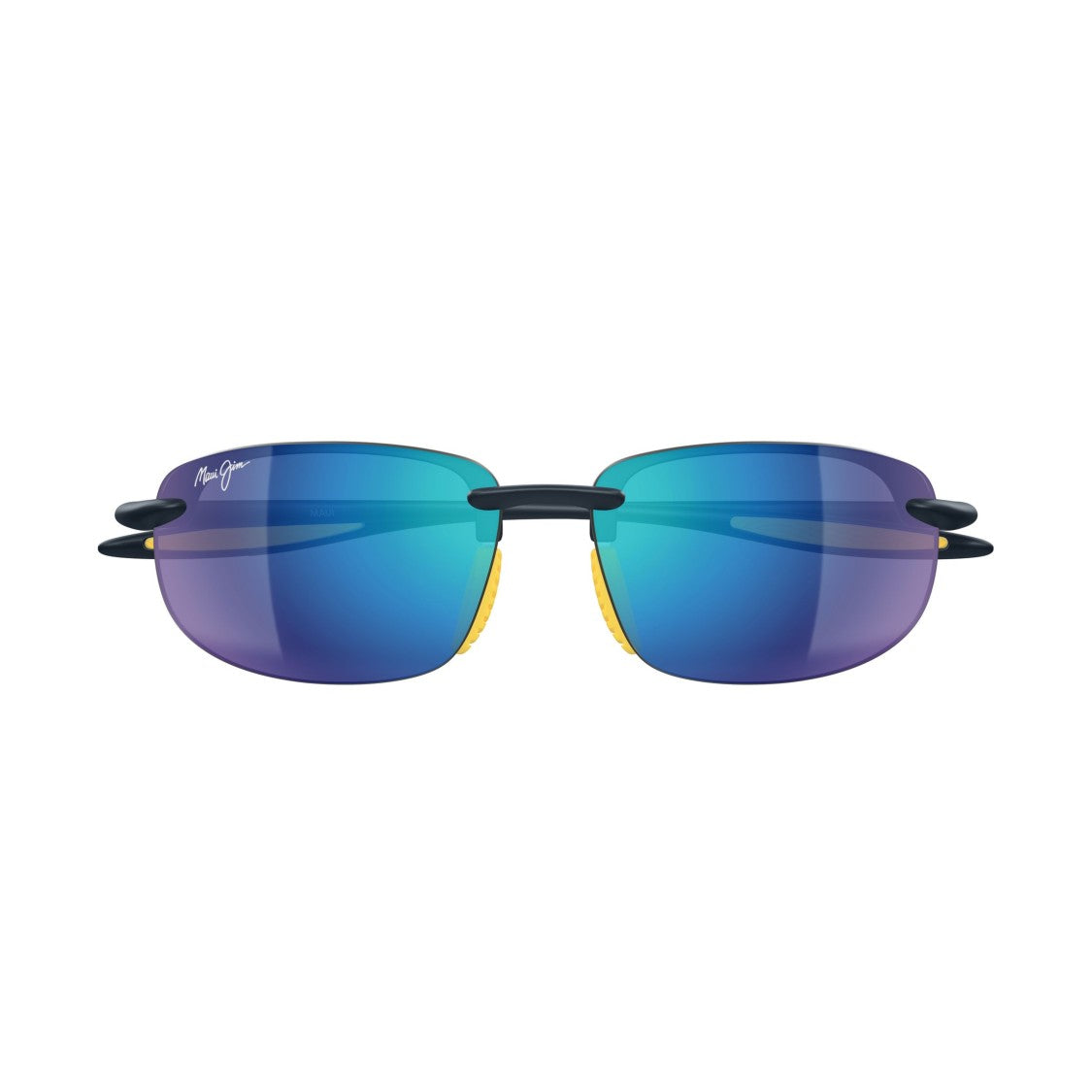Maui Jim Hookipa Ultra Af Rimless Rectangular Sunglasses With Blue Mirrored Lenses