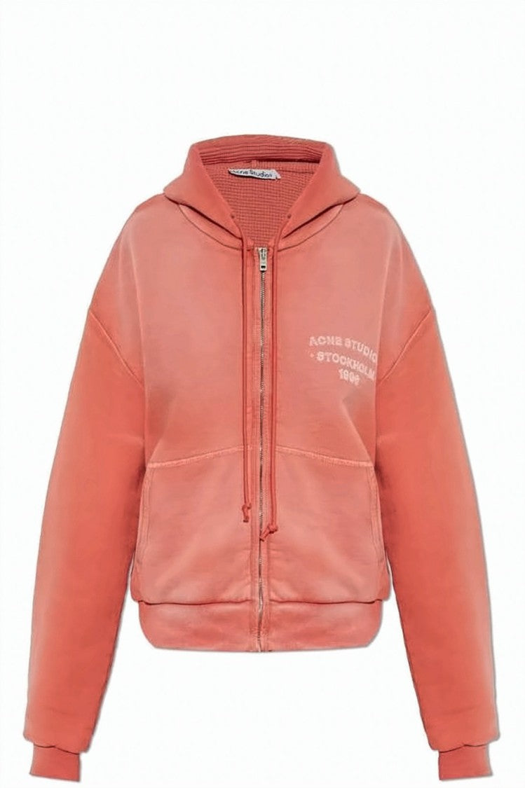 Acne Studios Cropped Orange Hooded Sweatshirt With Adjustable Drawstring