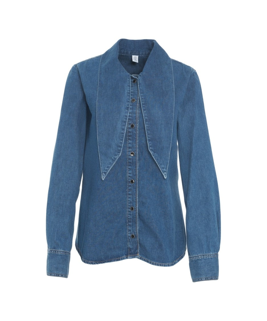 Liu Jo Denim Blouse With Bow Neck