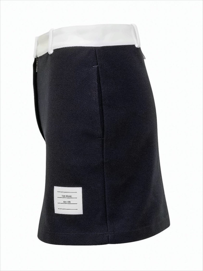 Thom Browne Structured Mini Skirt With Contrast Waistband And Signature Details