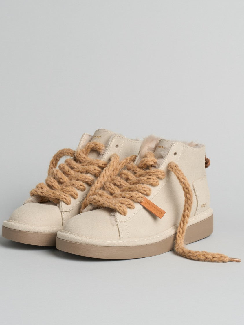 Panchic Mid-Top Sneakers With Plush Lining And Chunky Laces