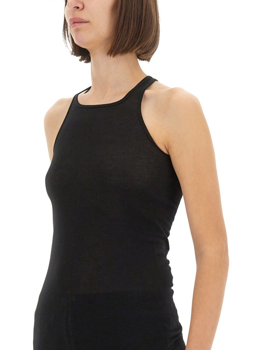 Rick Owens Ribbed Racerback Tank Top In Fabric Blend