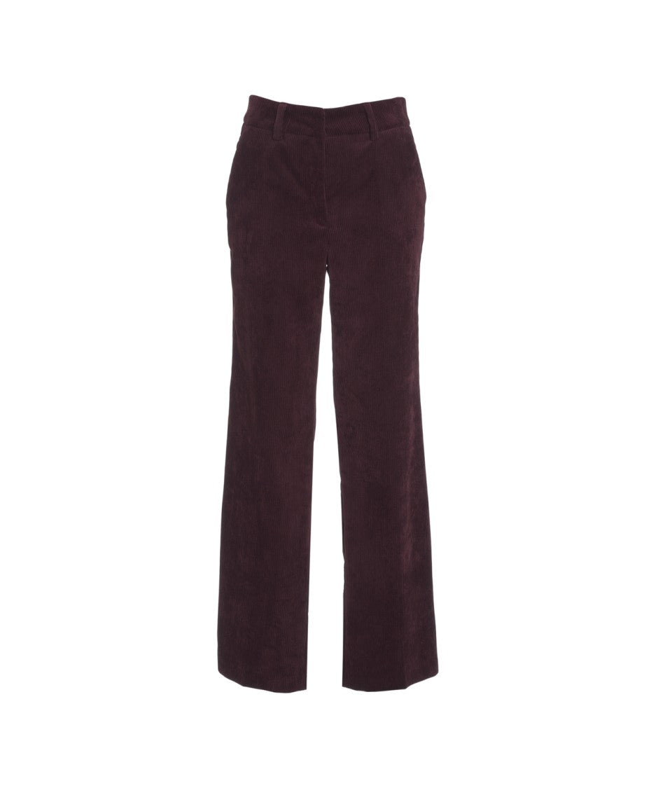 Cambio Wide-Leg Corduroy Trousers With High Waist And Side Pockets