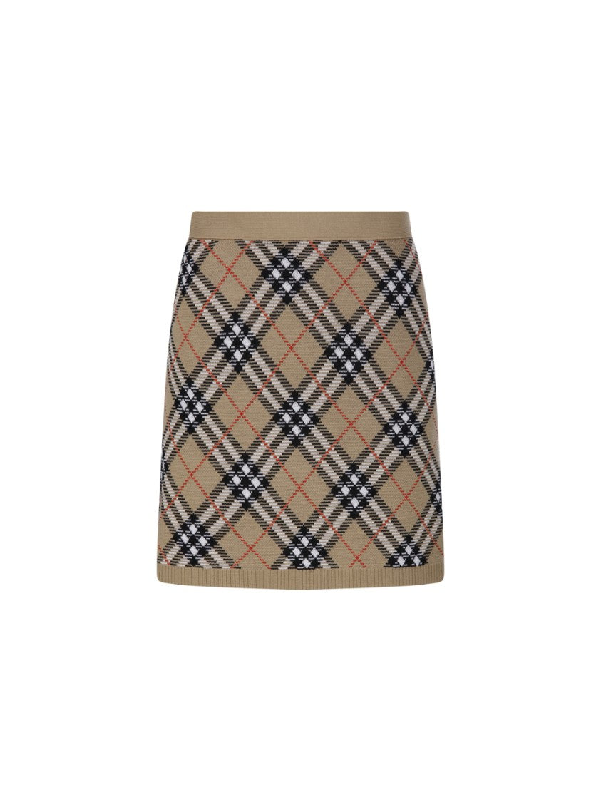 Burberry Classic Check Patterned Wool-Blend Skirt