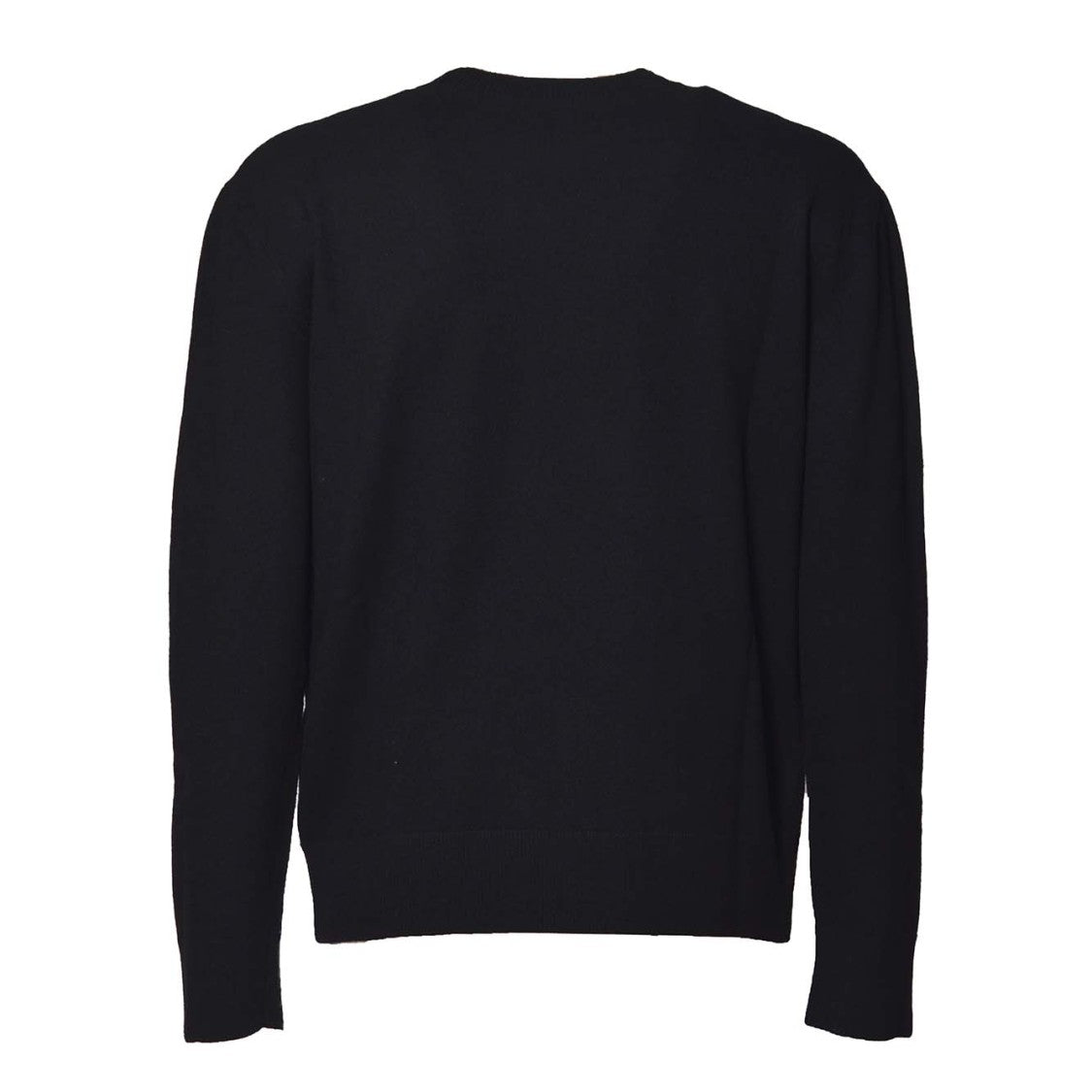 Etro Black Wool Crewneck Sweater With Laminated Print