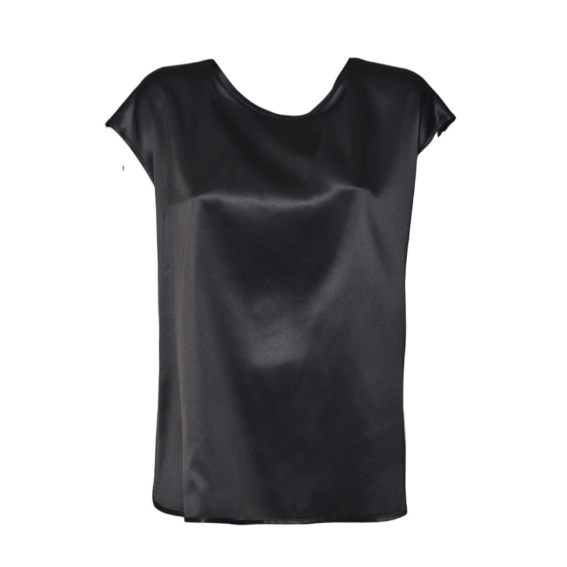 Solotre Black Satin Backless Top