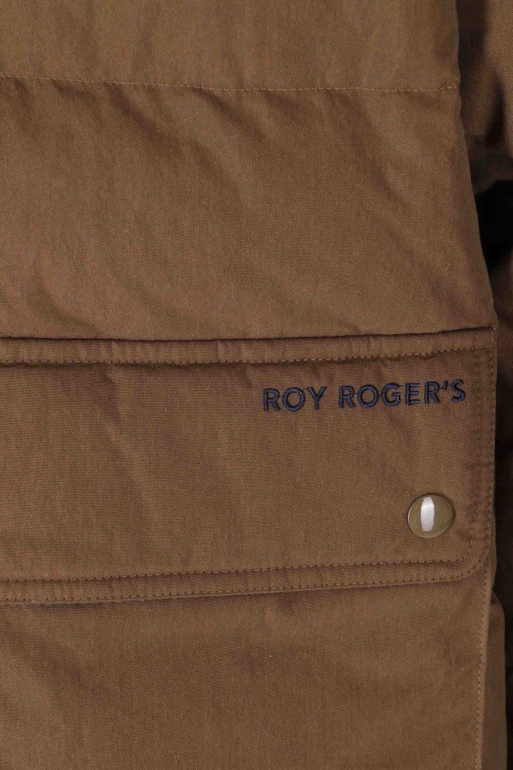 Roy Roger's Brown Down Micro Canvas Cotton-Blend Down Jacket