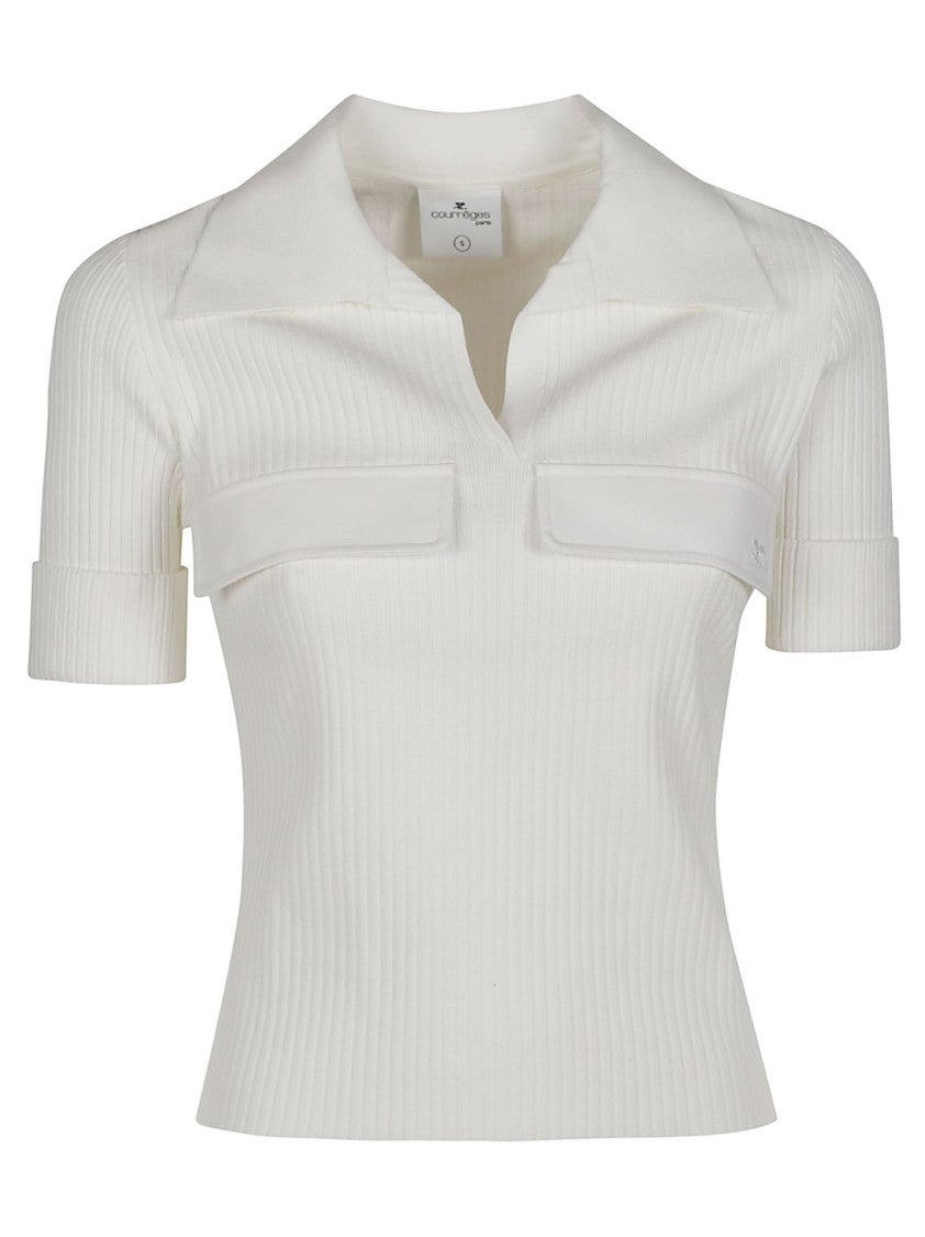 Courrèges Short Sleeve Polo Neck Viscose-Blend Polo Shirt