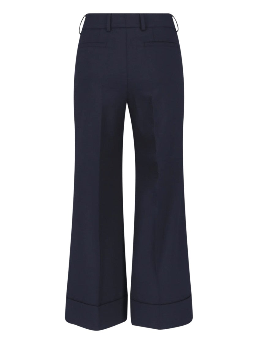 Incotex Blue Wide-Leg Tailored Virgin Wool Pants