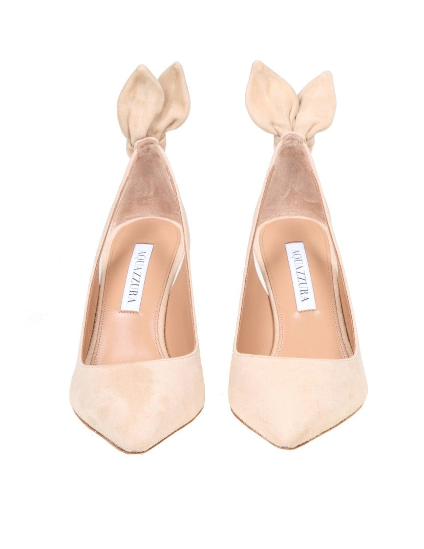Aquazzura Bow Tie Pump In Nude Suede