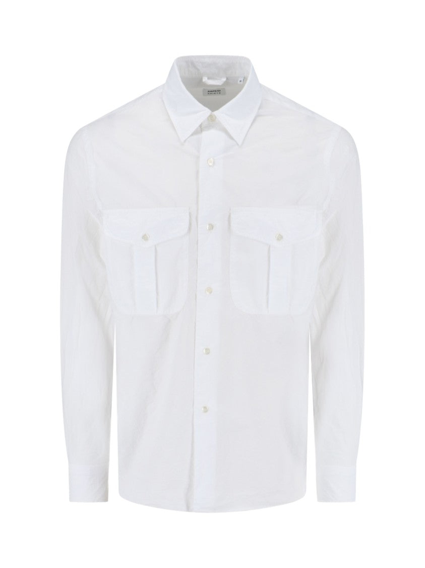 Aspesi White Button-Down Shirt With Structured Collar