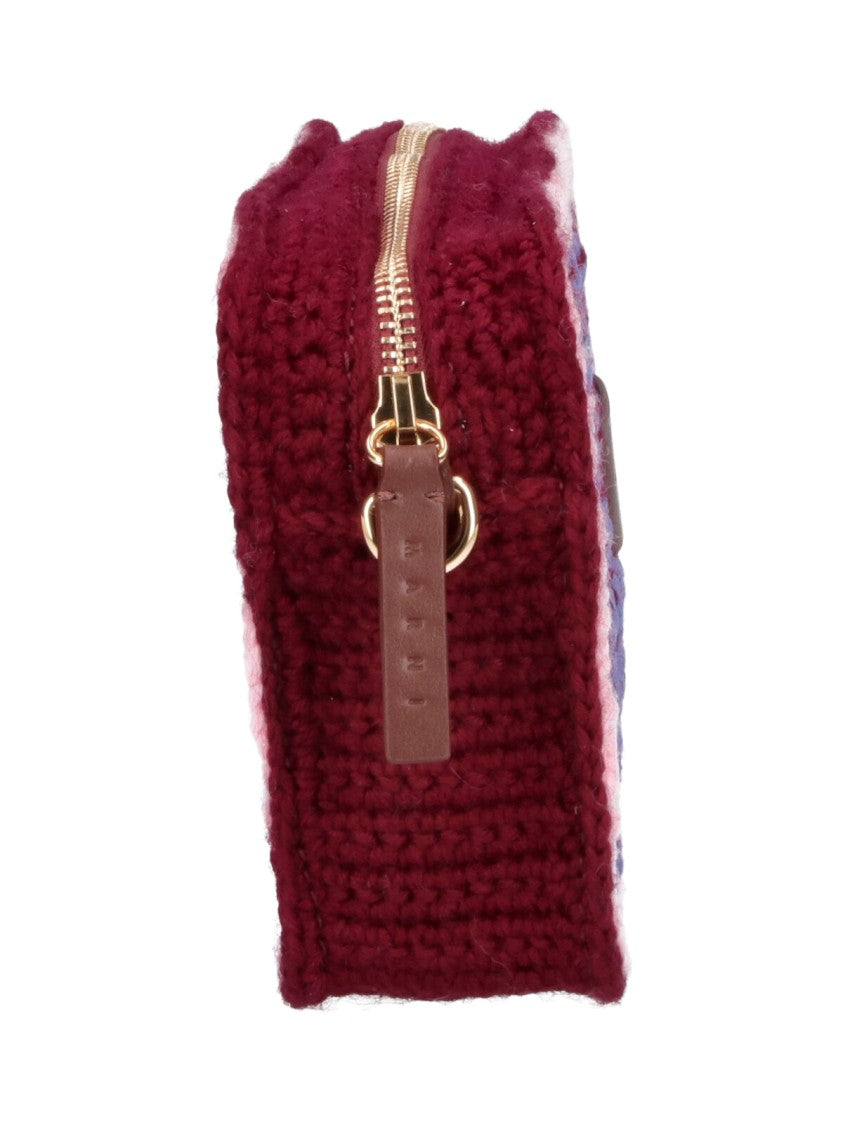 Marni Textured Knit Wool Shoulder Bag With Zip Closure