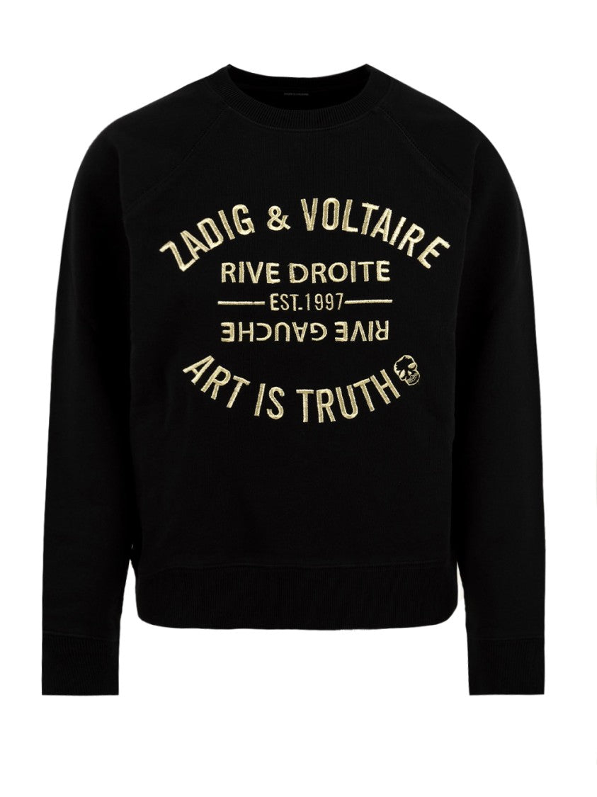 Zadig & Voltaire Long-Sleeve Black Sweatshirt With Bold Embroidery