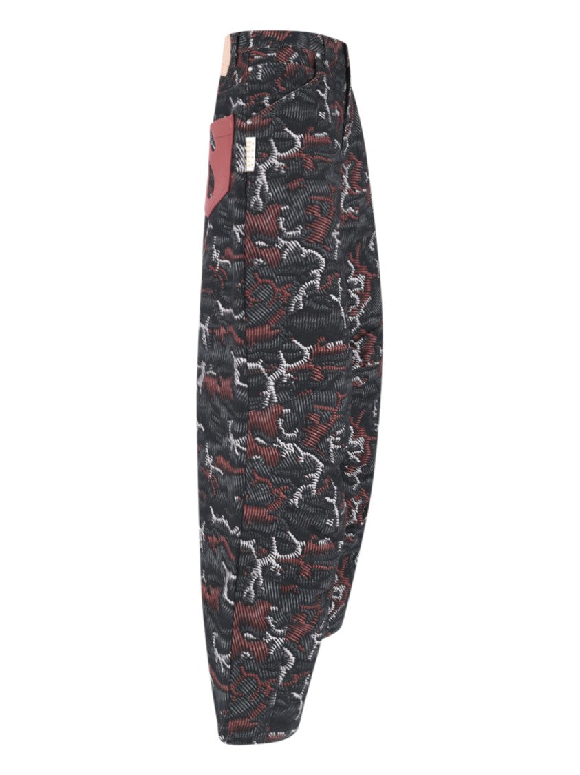 Pdf Black Abstract Pattern Wide-Leg Trousers