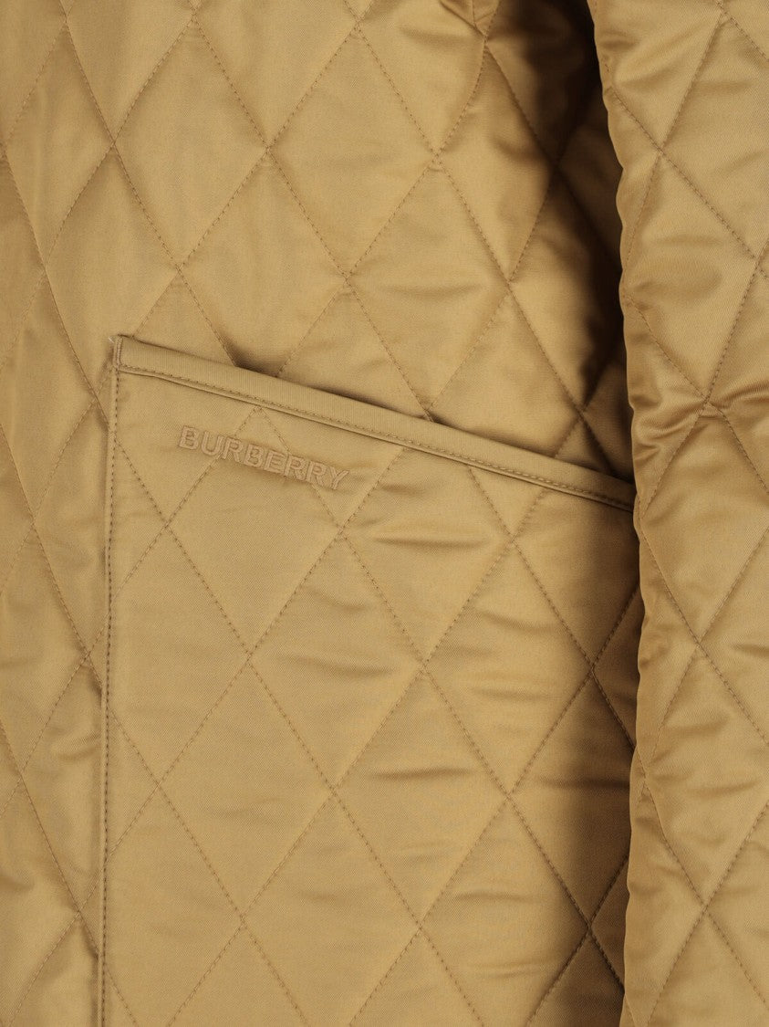 Burberry Quilted Beige Jacket With Classic Black Corduroy Collar