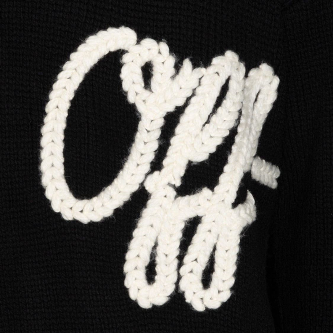 Off-White Black Wool Ribbed Crewneck Sweater